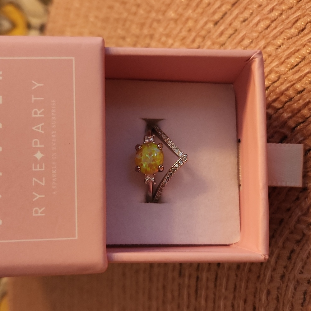 Yellow Opal and Silver Ring